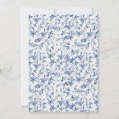 Blue Toile de Jouy Tea Party verlovingsfeest Kaart (Achterkant)