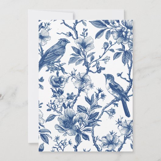 Blue Toile de Jouy Tea Party Vrijgezellenfeest Kaart (Achterkant)