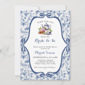 Blue Toile de Jouy Tea Party Vrijgezellenfeest Kaart (Voorkant)