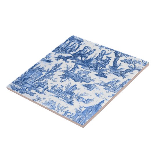 Blue Toile de Jouy Tegeltje (Zijkant)