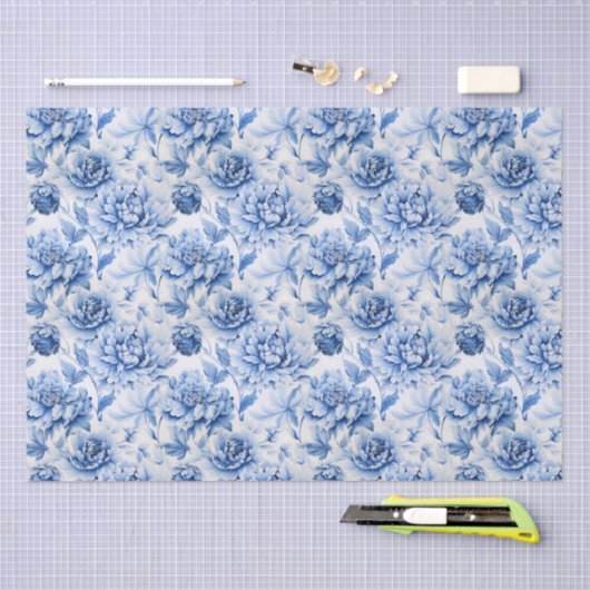 Blue Toile de Jouy Tissuepapier (Craft)