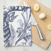 Blue Toile Deer - Wildlife at Home Theedoek (Quarter Fold)