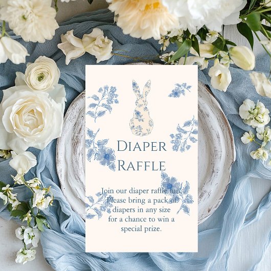 Blue Toile Easter Baby shower Informatiekaartje