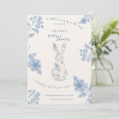 Blue Toile Easter Baby shower Kaart (Staand voorkant)