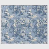 Blue Toile Easter Bunny | Vintage Rabbit Cadeaupapier (Vlak)