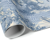Blue Toile Easter Bunny | Vintage Rabbit Cadeaupapier (Rol Hoek)
