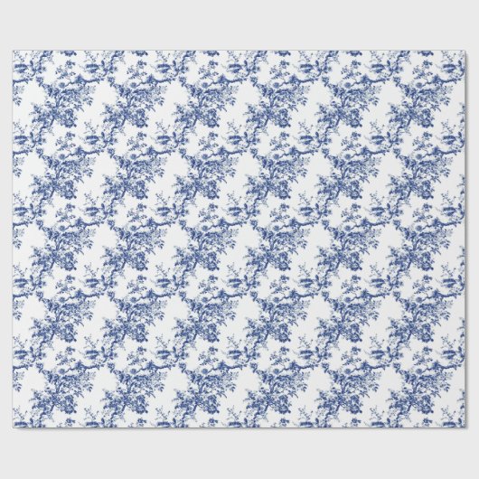 Blue Toile Elegance Cadeaupapier (Vlak)