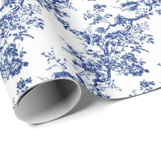 Blue Toile Elegance Cadeaupapier (Rol Hoek)