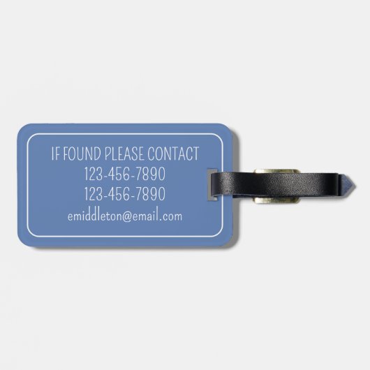 Blue Toile Floral Beach Dolfijn Gepersonaliseerd Bagagelabel (Achterkant horizontaal)