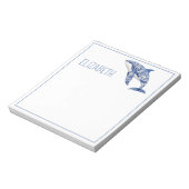 Blue Toile Floral Beach Dolfijn Gepersonaliseerd Notitieblok (Linkerzijde)