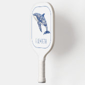 Blue Toile Floral Beach Dolfijn Gepersonaliseerd Pickleball Paddle (Links)