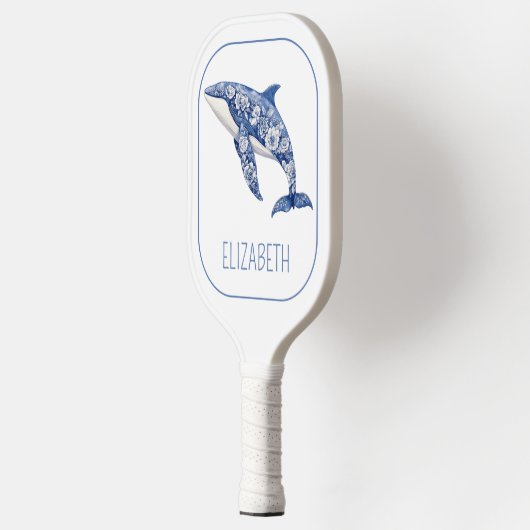 Blue Toile Floral Beach Dolfijn Gepersonaliseerd Pickleball Paddle (Links)