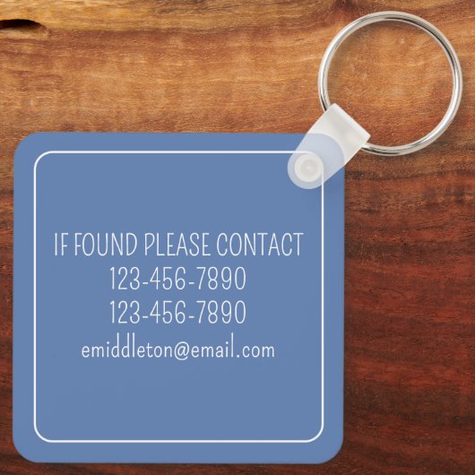 Blue Toile Floral Beach Dolfijn Gepersonaliseerd Sleutelhanger (Achterkant)