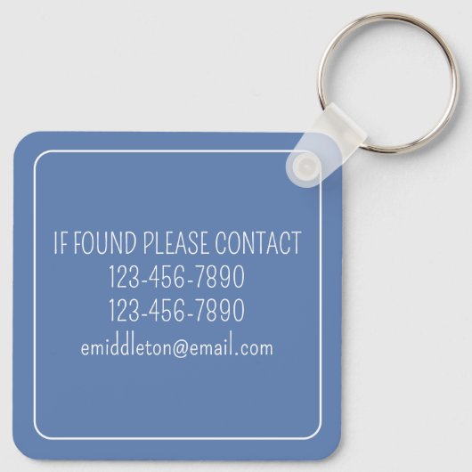 Blue Toile Floral Beach Dolfijn Gepersonaliseerd Sleutelhanger (Achterkant)