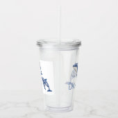 Blue Toile Floral Beach Dolfijn Monogram Acryl Drinkbeker (Rechts)