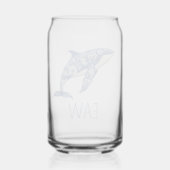 Blue Toile Floral Beach Dolfijn Monogram Blikvorm Glas (Achterkant)
