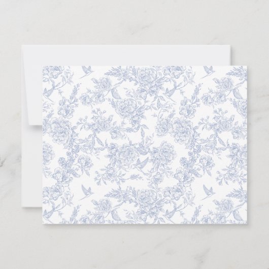 Blue Toile Floral Border Note Kaart (Achterkant)