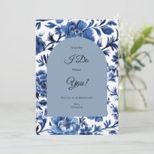 Blue Toile Floral bruidsmeisje voorstel Kaart (Staand voorkant)