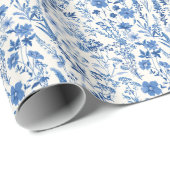 Blue Toile  Floral Cadeaupapier (Rol Hoek)
