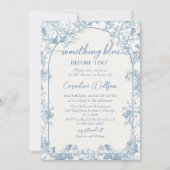 Blue Toile Floral Chinoiserie Vrijgezellenfeest Kaart (Voorkant)