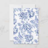 Blue Toile Floral Funeral Memorial Bedankkaart (Achterkant)