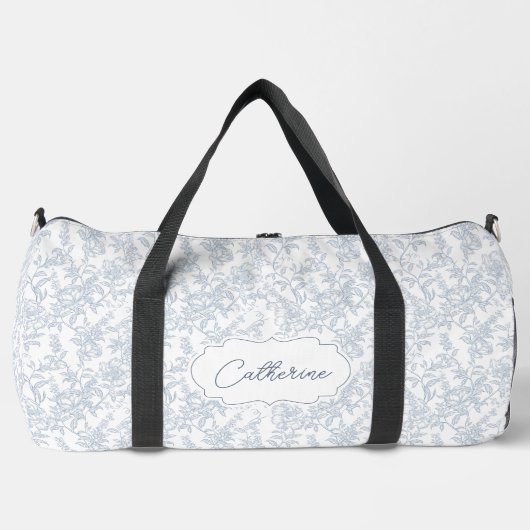 Blue Toile Floral Lace Personalized Plunjezak (Voorkant)
