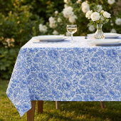Blue Toile Floral Pattern Classic Botanical Tafelkleed