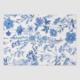 Blue Toile  Floral Tissuepapier