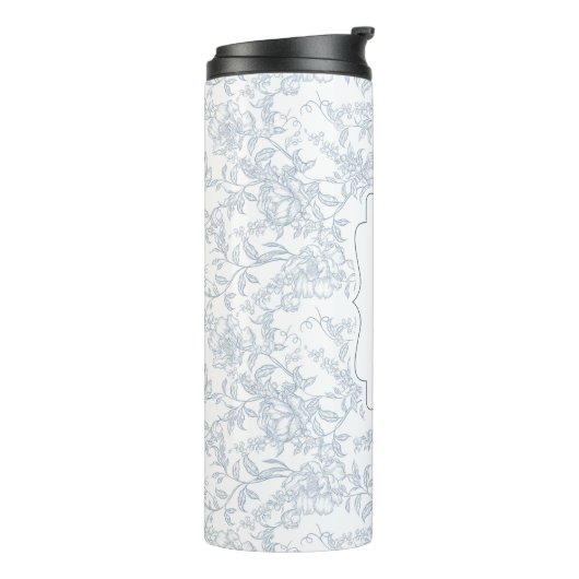 Blue Toile Floral with Script Personalization Thermosbeker (Gedraaid links)