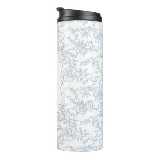 Blue Toile Floral with Script Personalization Thermosbeker (Geroteerd rechts)