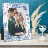 Blue Toile Flowers Photo Lijst Fotoplaat (Zijkant)