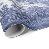 Blue Toile  Franse ontkoppeling Cadeaupapier (Rol Hoek)