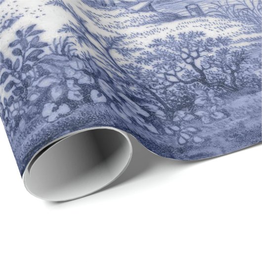 Blue Toile  Franse ontkoppeling Cadeaupapier (Rol Hoek)