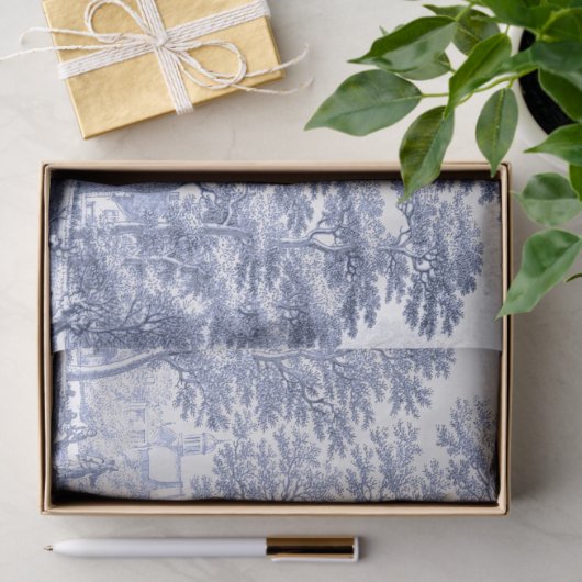 Blue Toile Franse ontkoppeling Tissuepapier (Geschenk)