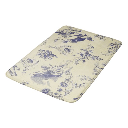 Blue Toile French Country Cherub Pattern Badmat (Gekanteld)