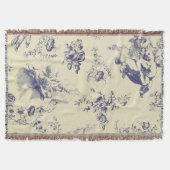 Blue Toile French Country Cherub Pattern Deken (Voorkant)