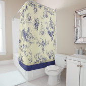 Blue Toile French Country Cherub Pattern Douchegordijn (In situ)