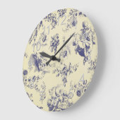 Blue Toile French Country Cherub Pattern Grote Klok (Hoek)