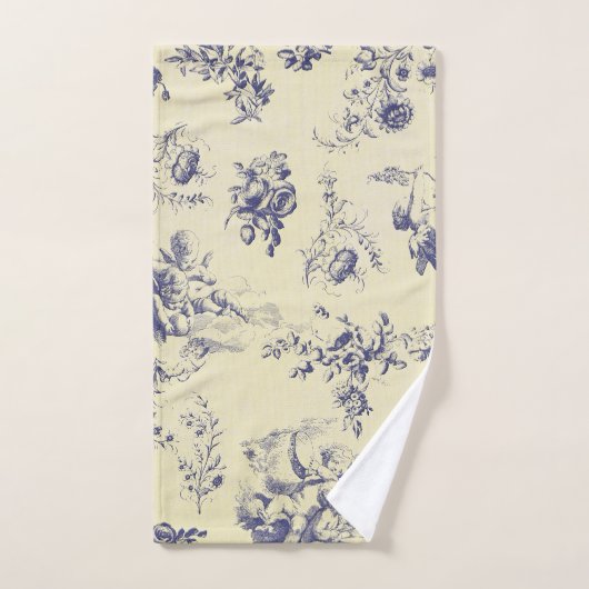 Blue Toile French Country Cherub Pattern Handdoek (Handdoek)