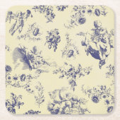Blue Toile French Country Cherub Pattern Kartonnen Onderzetters (Voorkant)
