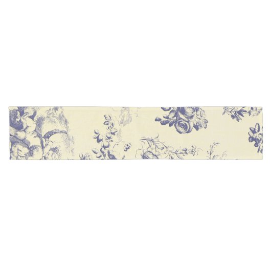 Blue Toile French Country Cherub Pattern Korte Tafelloper (Horizontaal)