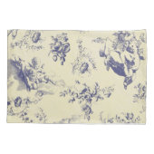 Blue Toile French Country Cherub Pattern Kussensloop (Achterkant-Links)