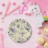 Blue Toile French Country Cherub Pattern Papieren Bordje (Feest)