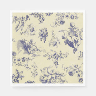 Blue Toile French Country Cherub Pattern Servetten