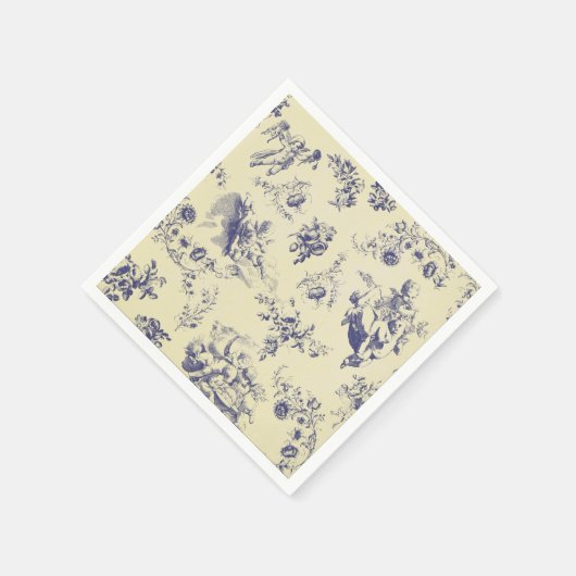 Blue Toile French Country Cherub Pattern Servetten (Hoek)