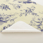 Blue Toile French Country Cherub Pattern Sherpa Deken (3/4)