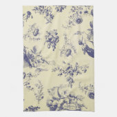 Blue Toile French Country Cherub Pattern Theedoek (Verticaal)