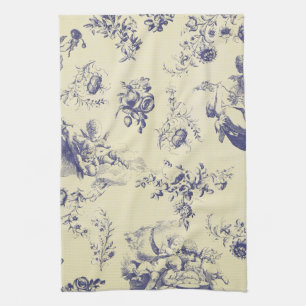 Blue Toile French Country Cherub Pattern Theedoek