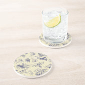 Blue Toile French Country Cherub Pattern Zandsteen Onderzetter (Zijkant)