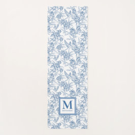 Blue Toile French Custom Name Yogamat
